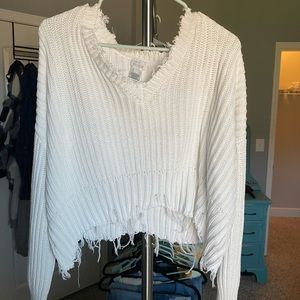 white cropped sweater from tillys